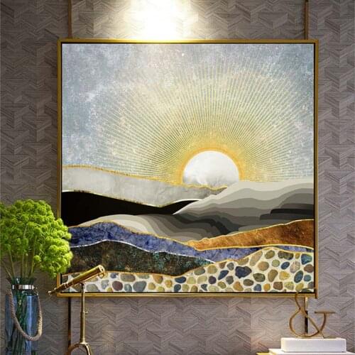 HAOCHU modern simple Nordic decorative painting geometric abstract sun and moon living room bedroom background wall home artwork