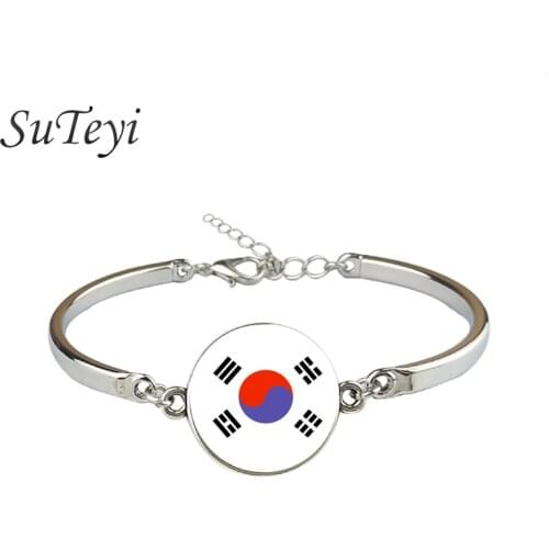 SUTEYI Canada South Korea Haiti Netherlands Honduras Kiribati Djibouti Kyrgyzstan Guinea Classic Ethnic Flag Glass Bracelet