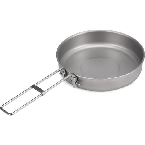750ml Ultralight Titanium Frypan with Foldable Handle Outdoor Camping Hiking Picnic Cooking Frying Pan