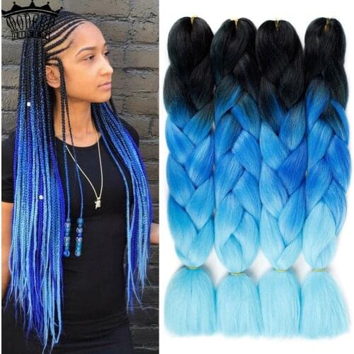 MODERN QUEEN Long 24inch Ombre Jumbo Braiding Hair 100g Synthetic Braids Hair Extensions 100 Colors Yaki Braiding Hair for Women