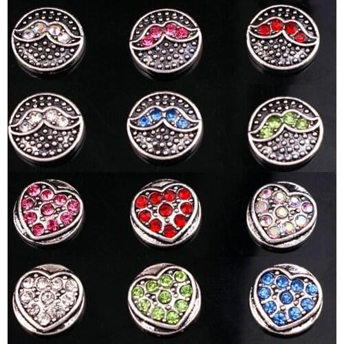 XH8306 12pcs/lot With a moustache LOVE 12mm Metal Snap Button for snap jewelry