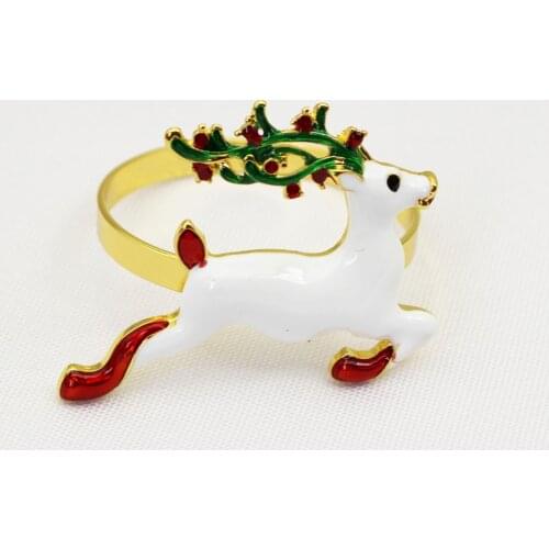 12pcs/Christmas White Deer Napkin Ring Western Food Decoration Table Decoration Suitable for Cocktail Party Holiday Party