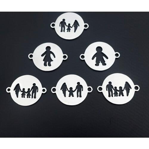 2 Loops Stainless Steel Dad Mum Boy Girl Connector Diy Jewelry Component For Making Bracelet Findings 30 Pieces / Lot Mix Styles