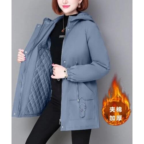 2021 Women Winter Jacket Hooded Warm Quilted Coat Female Mid-length Cotton Padded Coat Parkas Women Wadded Parka Overcoat