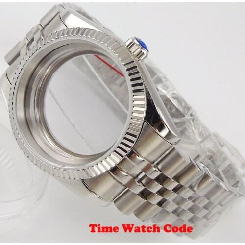 36mm Watch Case STRAP Parts fit for Miyota 8215 821A 8205 ETA 2836 sapphire glass with Jubilee bracelet Display Case Back