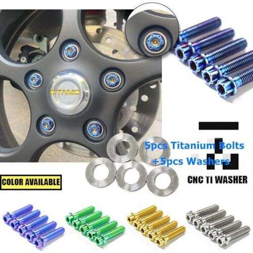 5PCS Titanium Bolts Flanged Race Spec Screws Washers Kit for Vespa Sprint 150/Vespa Primavera Front Wheel Motorcycle Parts M8X35