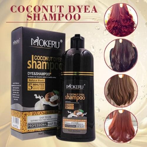 500ml Organic Natural Hair Dye Shampoo Coconut Oil Essence Black/Light Brown/Dark Brown/Wine Red Coloring Paint Shampoo