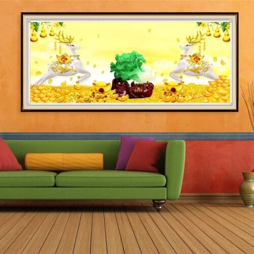 5D Money Elk Diamond Painting Animal Deer Full Square Round Drill Diamond Mosaic Rhinestone Picture Cross Stitch Kit Home Decor