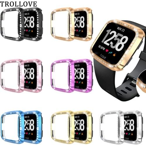 Bling Diamond Bumper Case For Fitbit Versa /Versa Lite Band PC Protect Cover Protective Shell Watch Frame SmartWatch Accessories