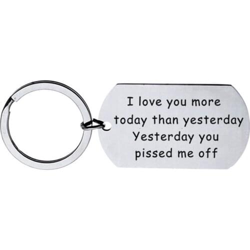 Love You More Today Than Yesterday Stainless Steel Keychain Keyring Boyfriend Grilfriend Couple Valentines Day Gift Key Chains