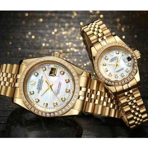 SANGDO Milk white dial Automatic Self-Wind movement High quality Luxury Couples watch Plating 18KY Mechanical watches 06S