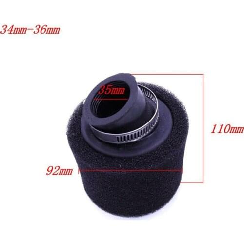 Black 35mm Cleaner Straight Neck Motorcycle Sponge Air Filter
