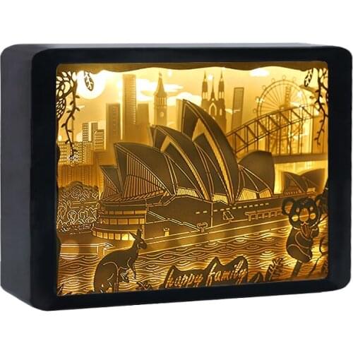 Baby Kids Night Light Room Festival USB Power Paper Cut Boxes Led Light Shadow Frame