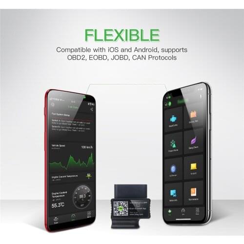 Bluetooth 4.0 Phone Diagnostic Tool OBD2 Code Reader PK Blue Driver Auto Scanner for iPhone & Android Mobile Phone