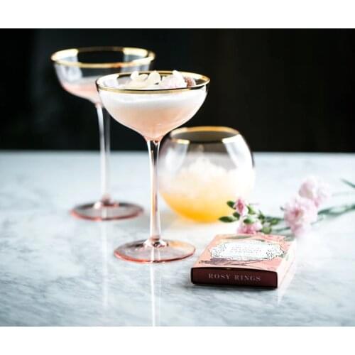 Europe Hand-painted gold Lead-free crystal glass wine cup Pink goblet Red wine glass Home Cocktail Glass Dessert Cup Water cup