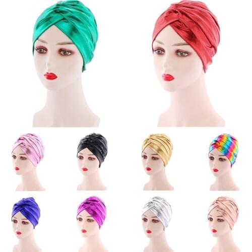 Indian Turban Muslim Women Chemo Cap Cross Hair Loss Cover Beanie Bonnet Cancer Hat Stretch Jersey Headwear Hat caps Islamic Hat