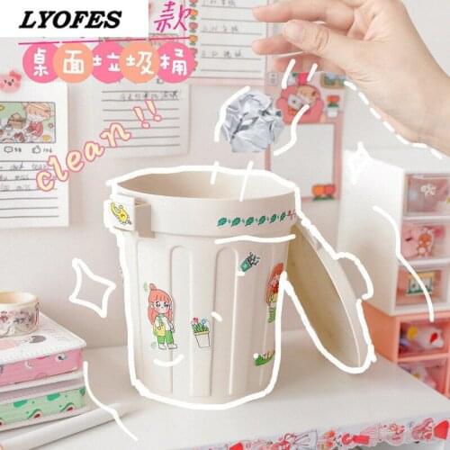 Ins Desktop Mini cute trash can student dormitory Girl Bedroom household storage box stationery storage pen holder