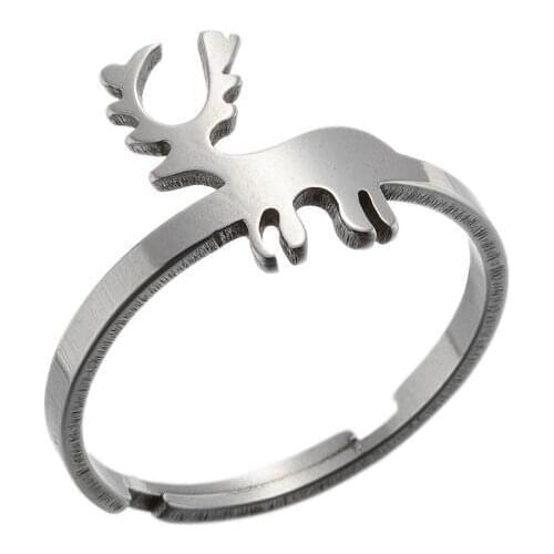 Deer Moose Butterfly Resizable Rings Rose Flower Stainless Steel Fashion Friendship Jewelry Drop Shipping Party Christmas Gift