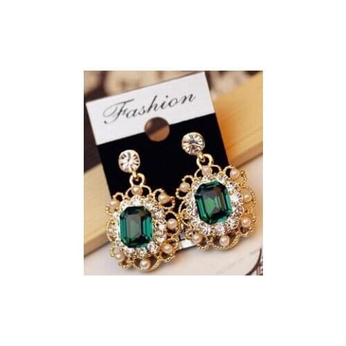 Korean jewelry retro fashion Fangzuan bright pearl wholesale Crystal Square Free Free shipping