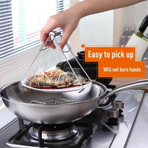 Kitchen Tools Stainless Steel Steaming Dish Anti Scalding Clip Casserole Antiskid Bowl Taking Device Tray Artifact Home Cocina