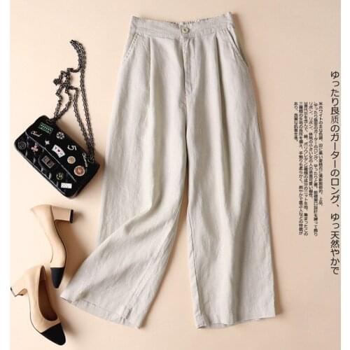 2021 Spring and summer cotton and hemp womens leggings flax casual pants OL professional pants loose n pants