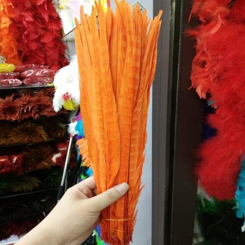 Hot Selling 22-24inches/55-60cm 100 Pcs Orange Pheasants Feathers Stage Performances Wedding Decoration Accessories