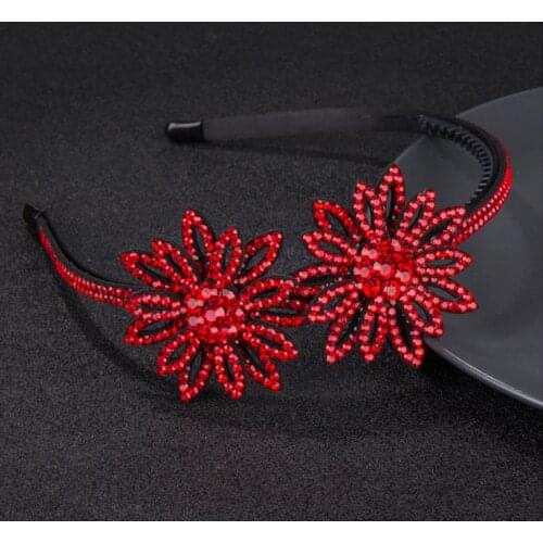 Fashion Hollow Flowers Head Wear Luxury Headband for Women Rhinestone Non-slip Border Girl Hairpin Fancy Hair Accessorie Gift