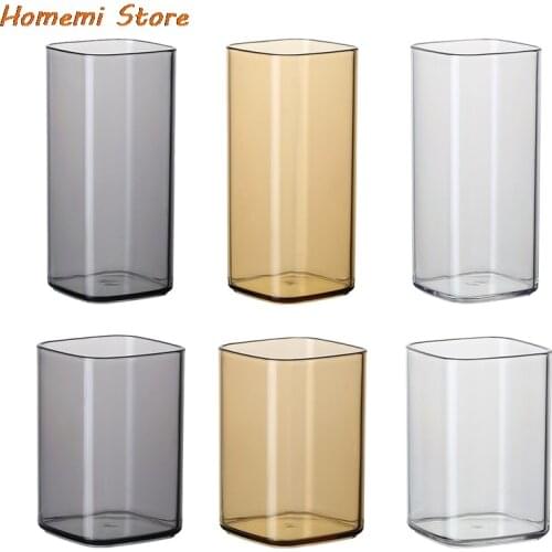 Transparent Glass Cup Rectangular Single Layer Insulated Tea Juice Cup Milk Mug Office Water Cup Whiskey Glass Cups Drinkware