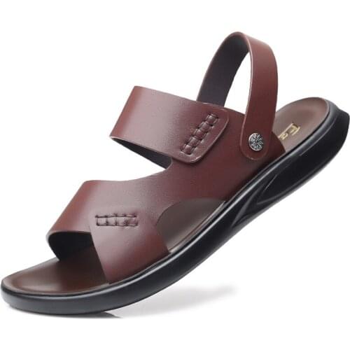 Men Sandals Summer Shoes Leather Fashion Breathble Slippers Flip Flop Beach Non-Slip Casual Outdoor Comfortable