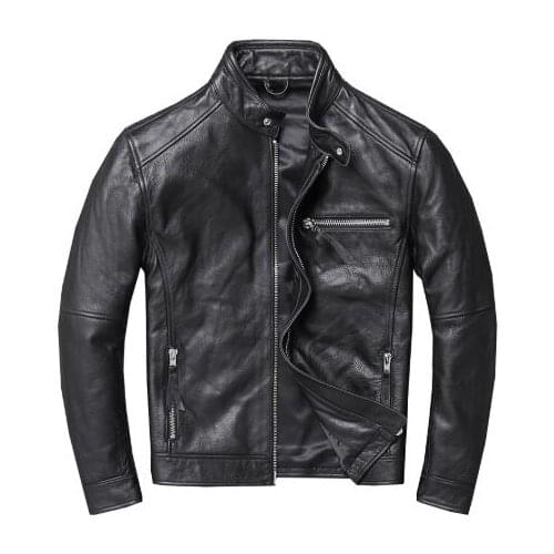 Genuine Leather Jacket Men Clothes 2020 Cowhide Coat Motorcycle Real Cow Leather Jackets Spring Autumn Coats 094Hei
