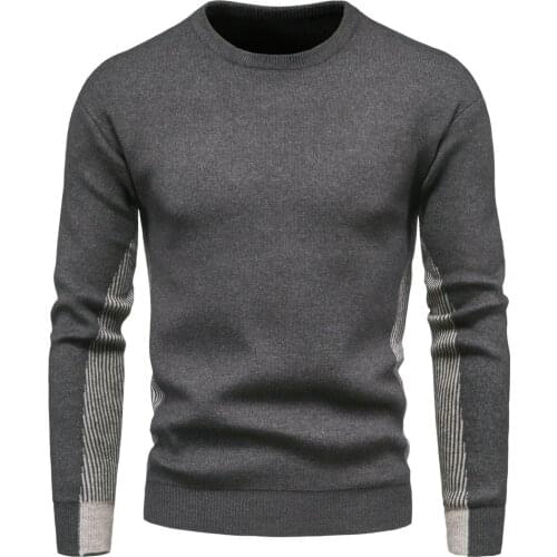 New Mens Knitwear Autumn Winter Crew-neck Contrast Sweater Tops