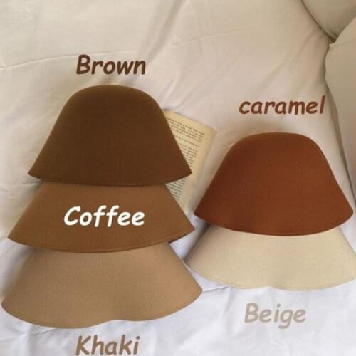 Japan Woolen Felt Fisherman Hat Female Simple Retro Dome Bucket Hat Ins Warm British Bucket Hats Basin Hat Gorros