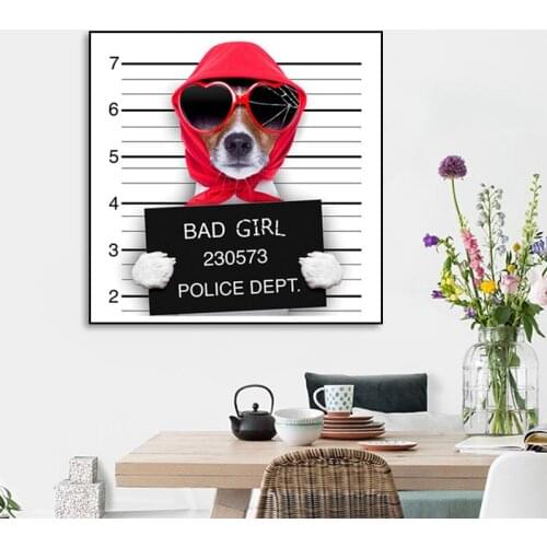 Bad Dog Posters Funny Bulldog Animals Canvas Painting Bad Girl Dachshund Prints Nordic Wall Art Bedroom Home Decoration Pictures