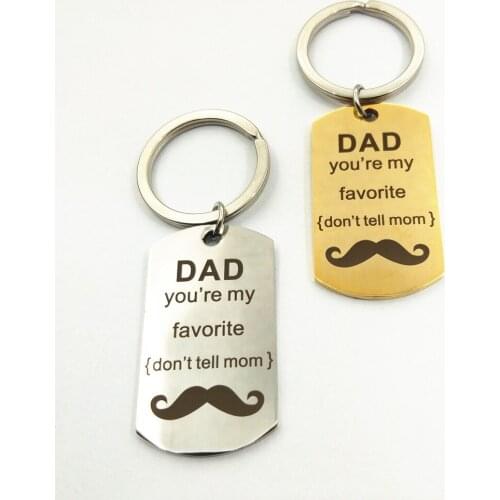 Fathers Day gift Stainless Steel Jewelry Letter Lettering DAD you're my favorite Military Card Key Chain Jewelry