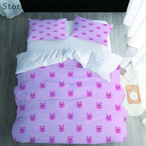 Home Textile Cartoon Duvet Cover Comforter Bedding Set Pink pig Printing 3pcs Quilt Cover Single Double Queen King Size