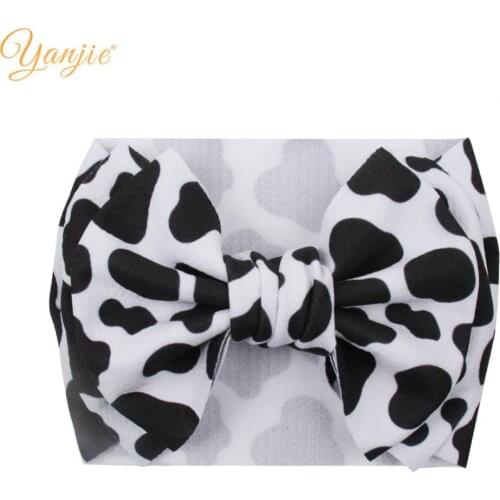 Cow Print Hair Bows Headband For Girls Fashion Baby Summer Turban Festival Bullet Fabric Hair Band Head Wrap Hair Accessories