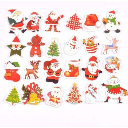 20pcs 25-40mm Mixed Red Christmas Wooden Buttons botones de madera Flatback Scrapbooking Sewing Accessories MT2258