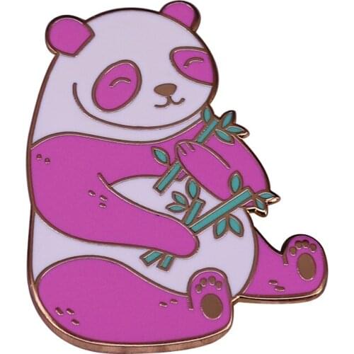 Pink Panda Eating Bamboo Badge Whats your favorite animal? Isn't It