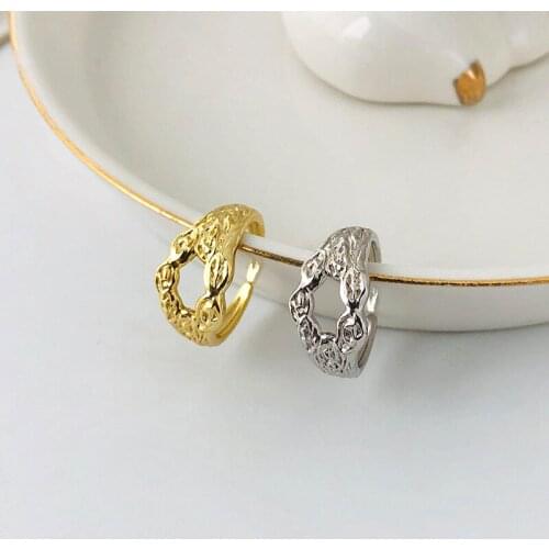 S925 sterling silver jewelry female European and American style personality shaped hollow ring female ring design sense ins net