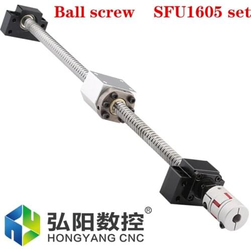 Cnc Ballscrew Sfu 1605 Set 500mm 1000mm With Ball + Nut + Support + Coupling + Bkbf Customized Ball Screw For Cnc Machine