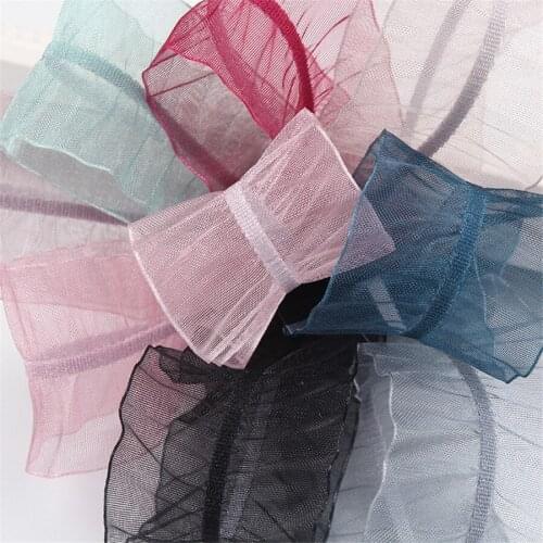 2.5cm Wide No Elasticity Organza Pleated Gauze DIY Handmade Hairpin Headdress Material Fabric Ribbon 201