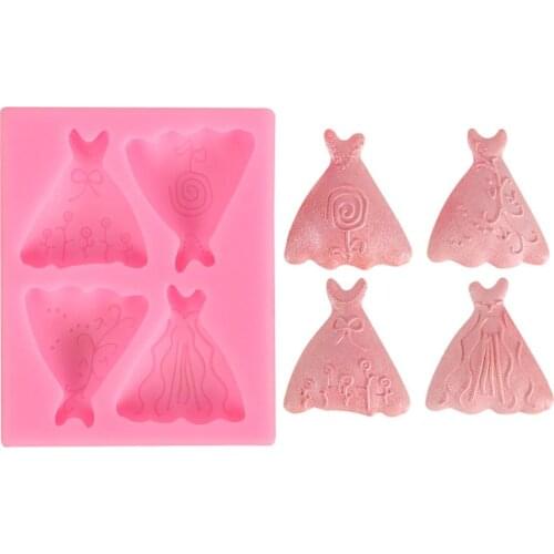 4-hole skirt dress dress Silicone Cake Mold handmade Fondant chocolate mold Cake Decoration Tools