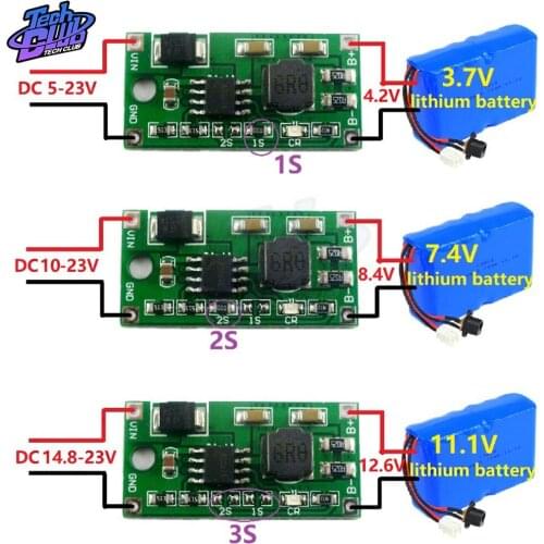 2A Multi-Cell Synchronous Buck Li-Ion Charger DC 5-23V to 4.2V 8.4V 12.6V for 3.7V 7.4V 11.1V 18650 Lithium Battery Power Supply