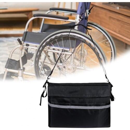 Multi-pocket Wheelchair Storage Pouch Shoulder Hanging Bag with Reflective Strip