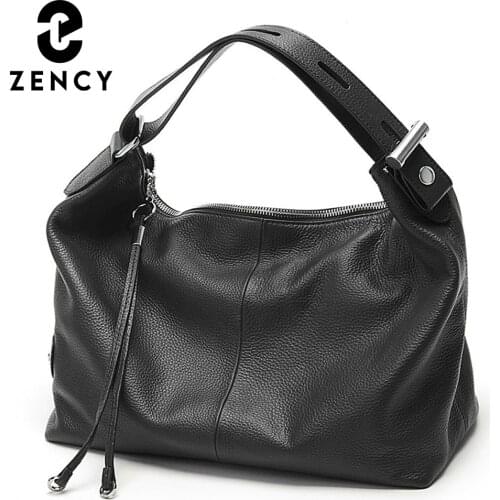 Zency 100% Genuine Leather OL Style Women Tote Bag Fashion Lady Shoulder Bags Classic Handbag Satchel Crossbody Messenger Purse