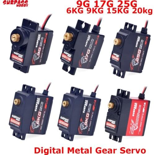 SURPASS Hobby Digital Servo 9G 17G 25G 6KG 9KG 15KG 20kg Metal Gear Servo for 1/8 1/10 RC Car Boat Duct Plane Airplane Robot