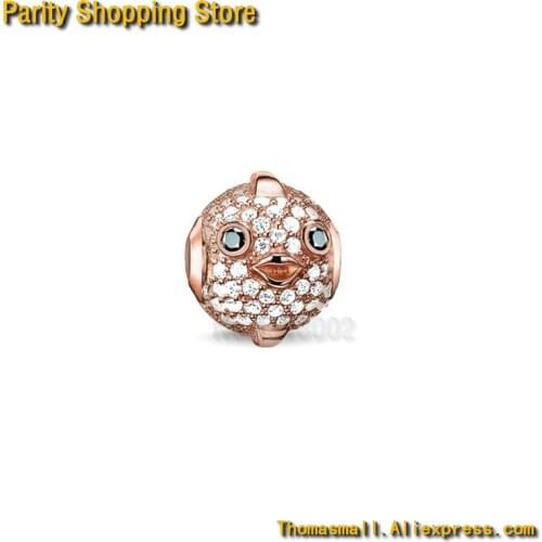 ThomasET1153 - "Pufferfish pink" Bead new Ts Charm Gift Jewelry 925 Sterling silver fashion accessories