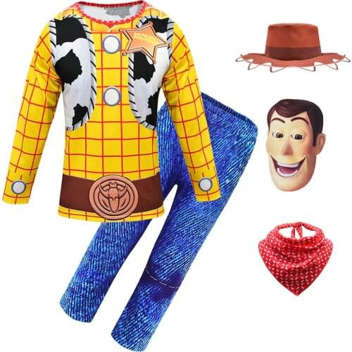 TS4 Kids Clothes Halloween Costumes for Boys Woody Cosplay Carnival Party Clothing Sets Toddler Childrens Christmas Outfits
