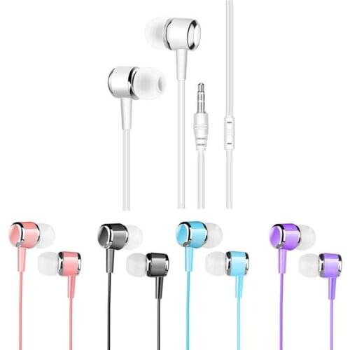 Universal 1.2m Wired In-Ear Earbuds Headsets Music Earphones 3.5mm Plug Stereo Headphone for Phone PC Laptop Tablet MP3