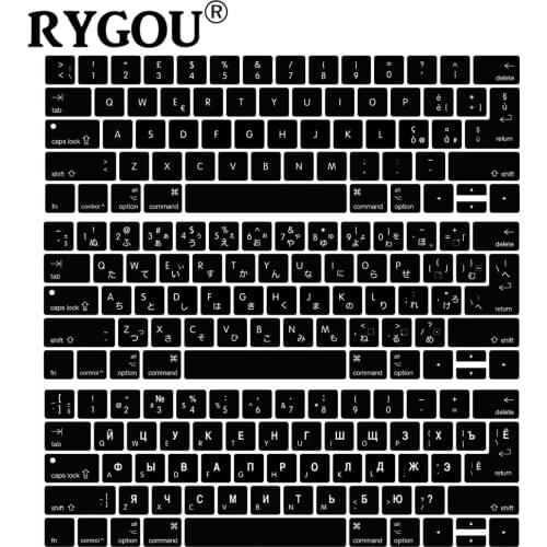 Italian Japanese Korean Russian Spanish Alphabet Universal Silicone Keyboard Cover for New Macbook Pro 13 15 with Touch Bar ID